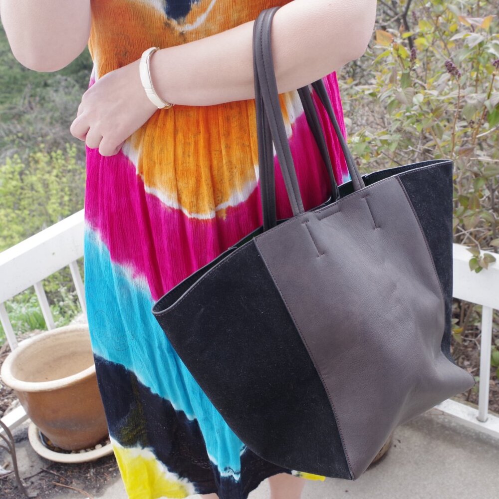 Very High End Vintage Tote Bag By G.H. Bass & Co, Genuine Leather & Suede